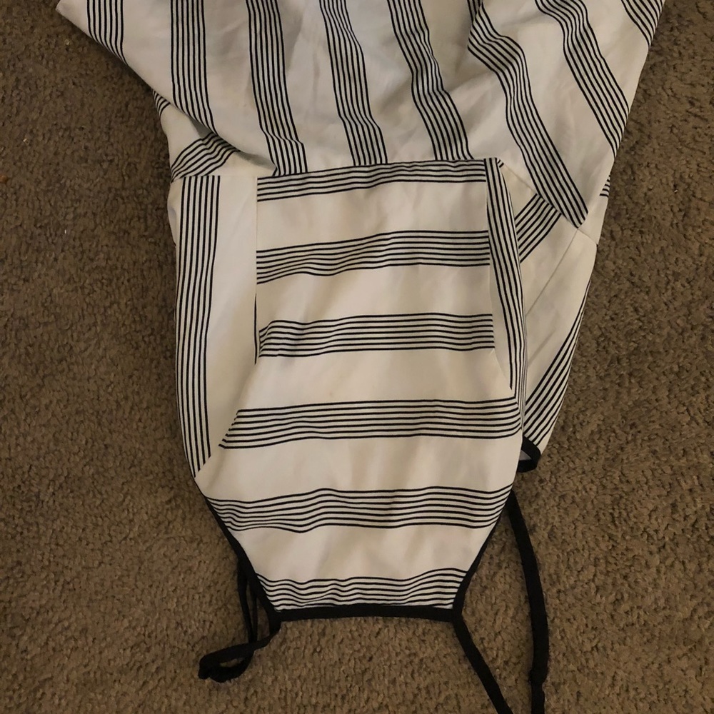 Black and white Striped Peplum Top